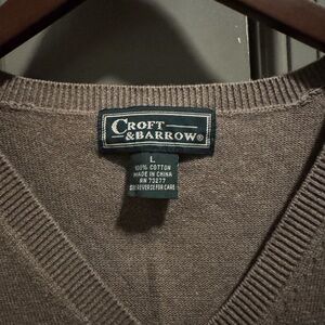 Croft & Barrow Cotton V-Neck Taupe Sweater